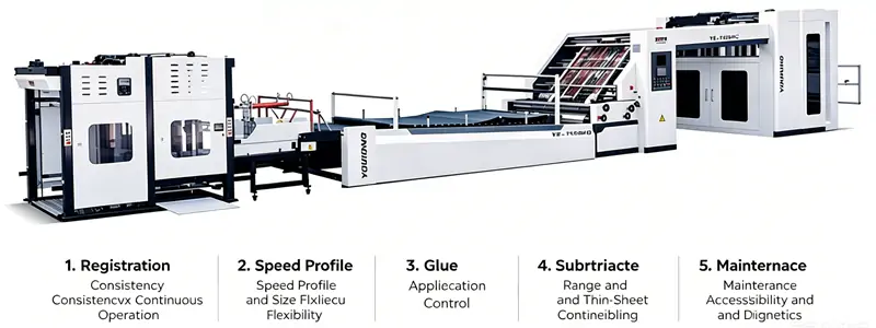 Automatic corrugated flute laminator machine with five core purchasing comparison specifications