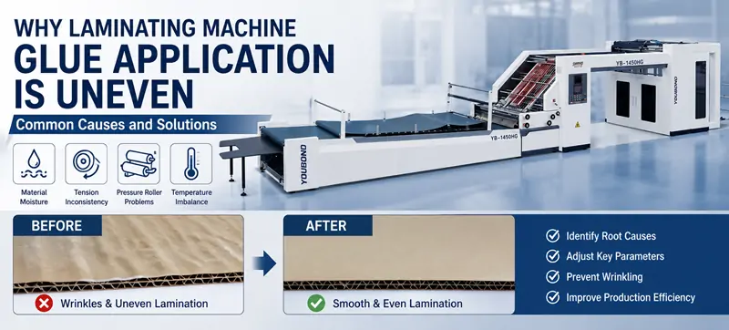Laminating machine glue application and paper wrinkling problems